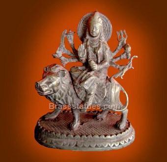 Antique Solid Durga Maa on Lion